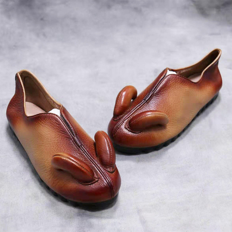 2020春秋手工真皮复古文艺四季女鞋个性牛角单鞋