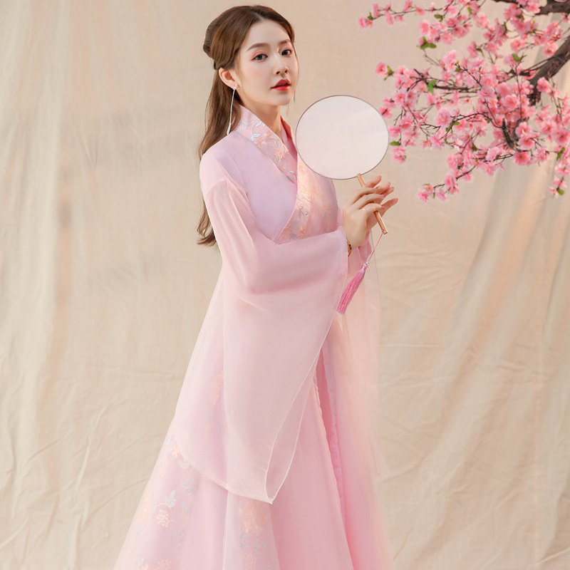 汉服女古装中国国风襦裙仙女粉色清新淡雅仙气汉服