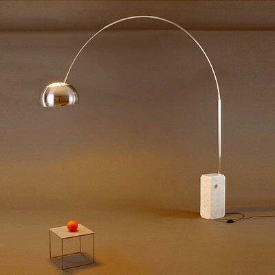 意大利flos大理石设计师酒店创意大气客厅沙发边圆弧钓鱼灯落地灯