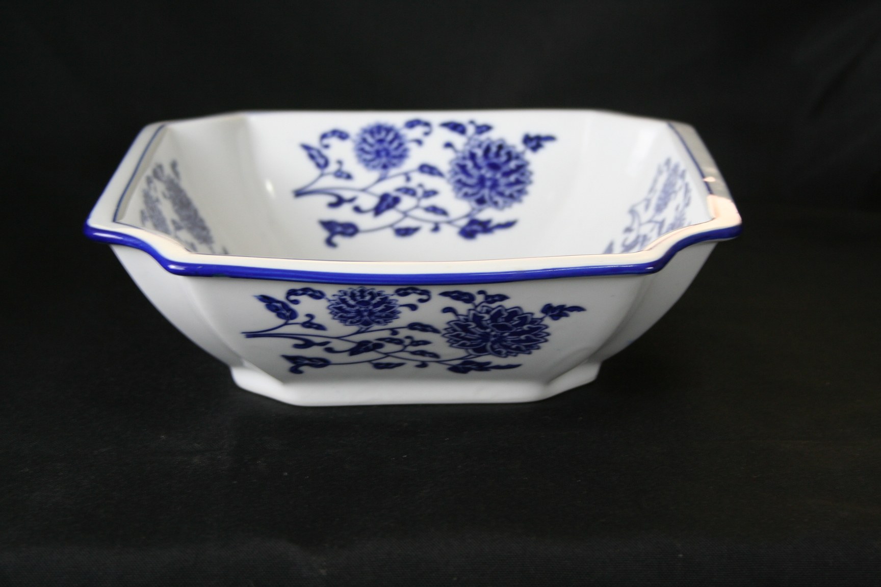 酒店正方形菜碗家用碗汤盆碗面汤碗面陶瓷大碗青花瓷碗