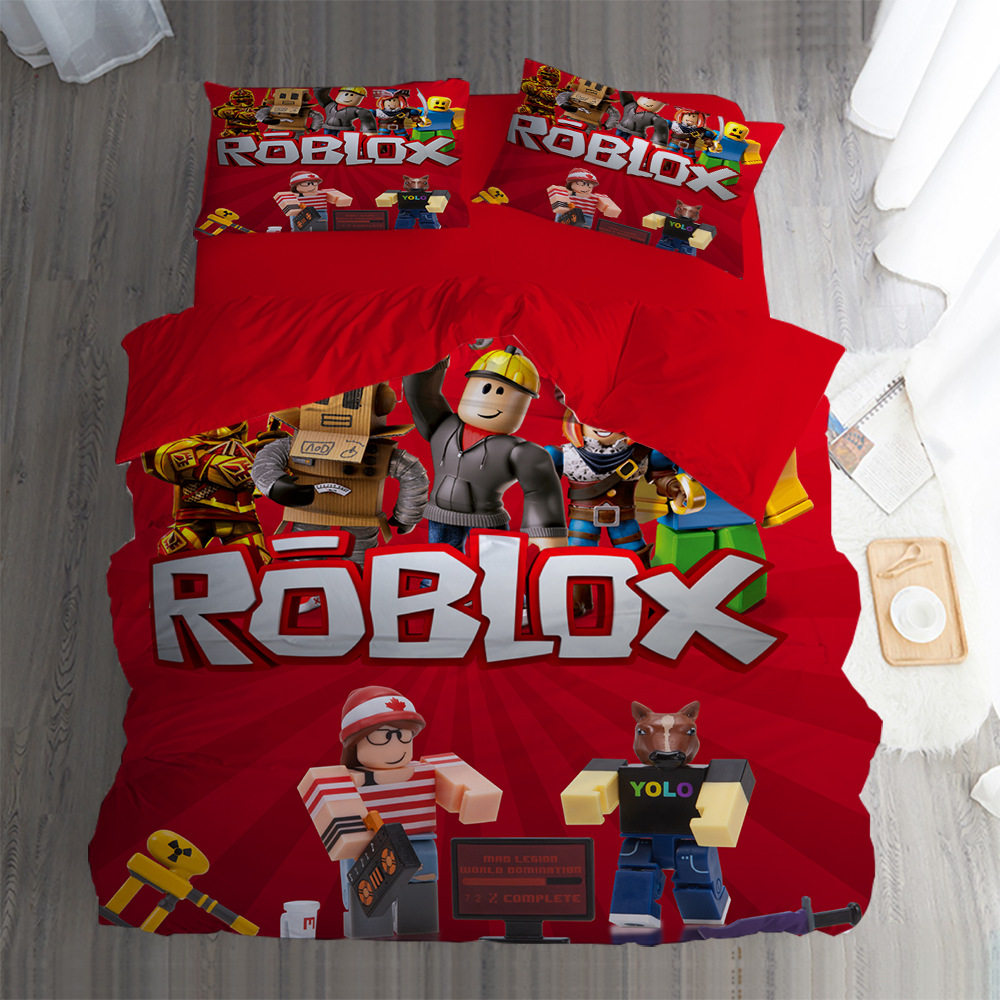 罗布乐思床单四件件套游戏乐高roblox儿童床上用品床品套件