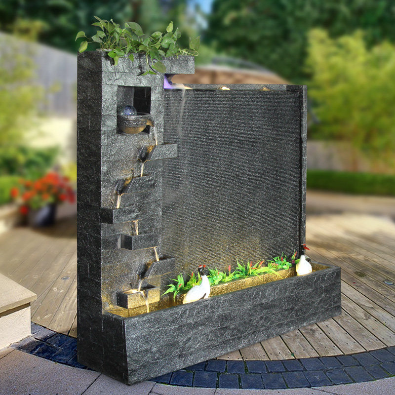 logo定制大型水幕墙流水墙屏风欧式喷泉酒店别墅庭院花园人造景观