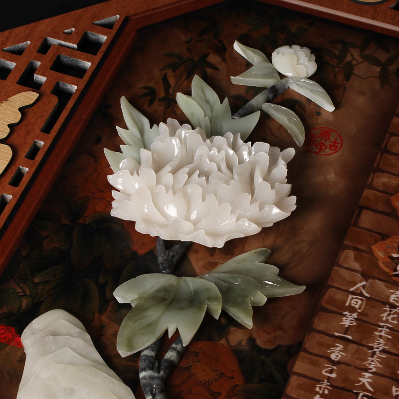 玉雕画立体浮雕字画新中式国画 玄关客厅书房餐厅背景墙装饰挂画