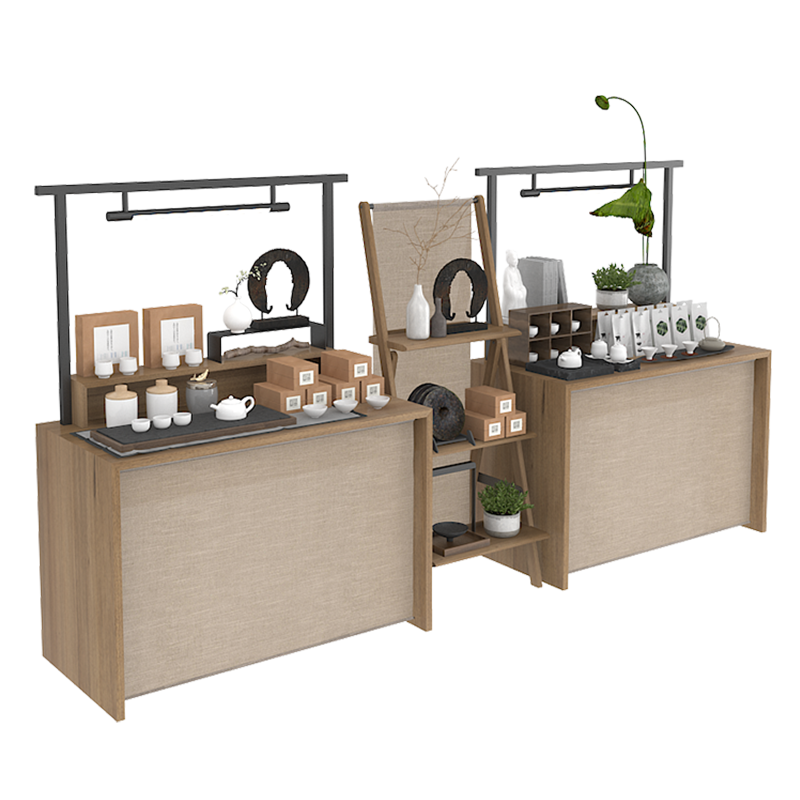 众匠坊茶叶促销中岛展示台茶具陈列边岛带灯样品商用展示柜