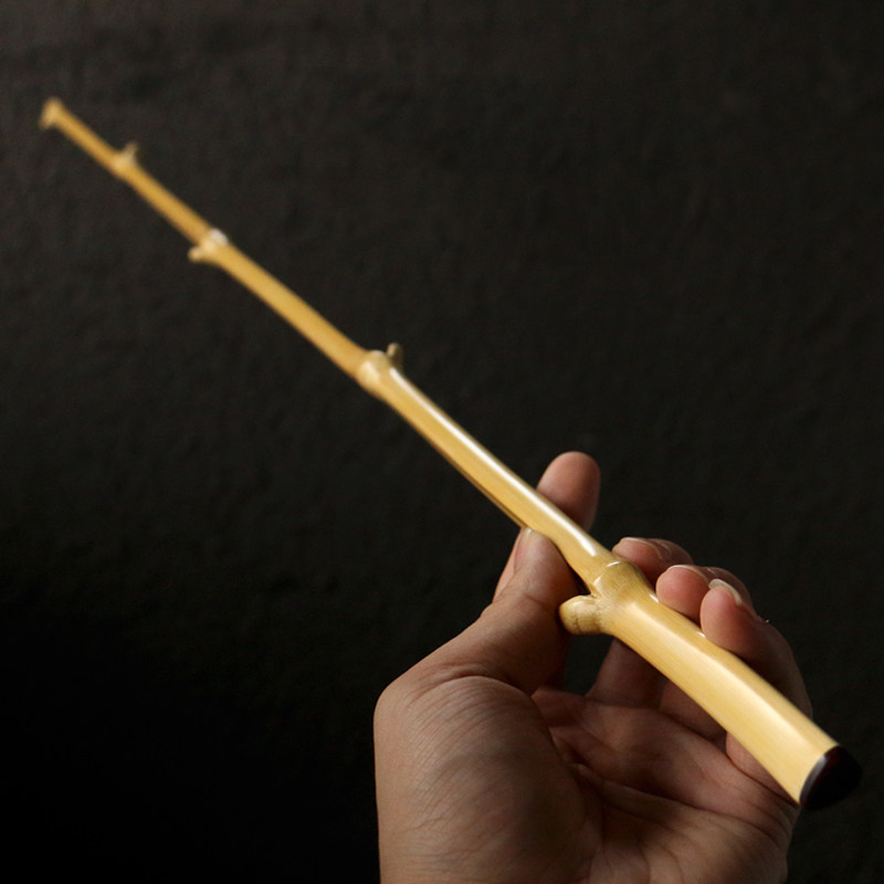 竹节精品手工精磨天然异形竹枝教鞭手把件小竹编