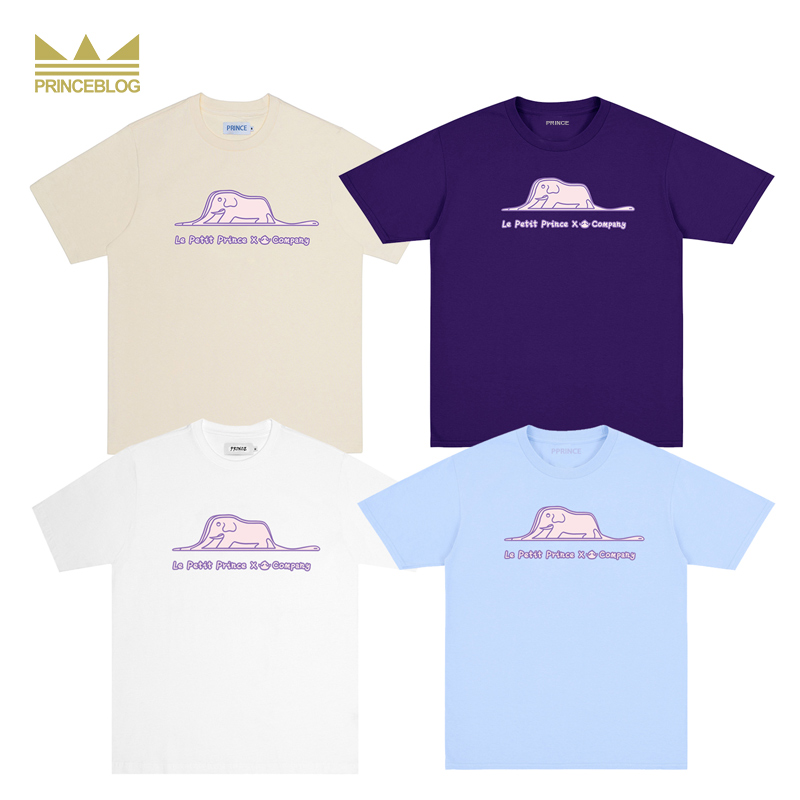 PrinceBlog春夏新款幸运桃子联名小象印花百搭宽松潮短袖男女T恤