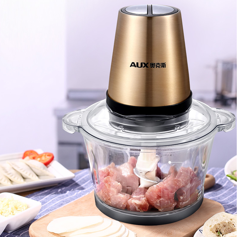 奥克斯绞肉机家用电动不锈钢多功能搅拌机小型碎菜绞馅机剁辣椒机