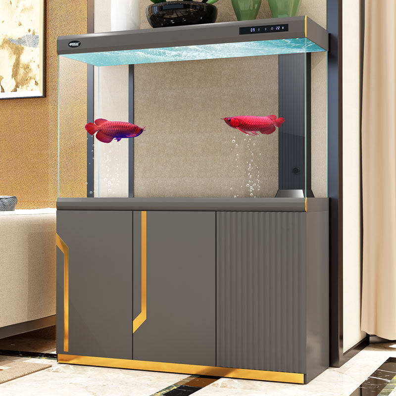 汉霸2021款超白玻璃鱼缸客厅大型水族箱家用落地屏风龙鱼缸金鱼缸