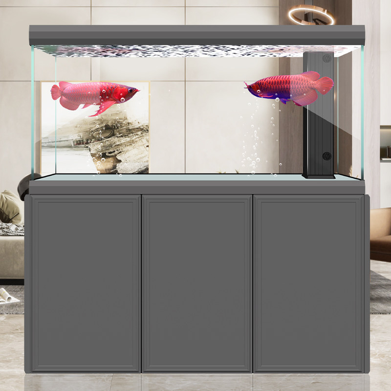 鱼缸汉霸意式轻奢超白高端客厅大型水族箱办公室鱼缸