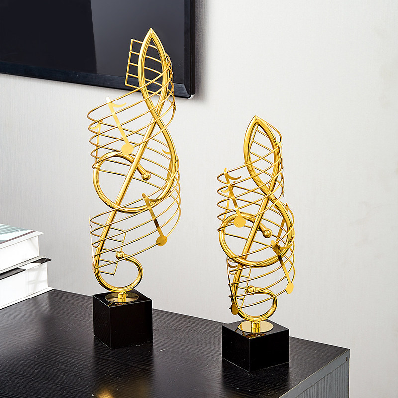 轻奢摆件金属音符客厅酒柜电视柜玄关书房办公室桌家居工艺装饰品