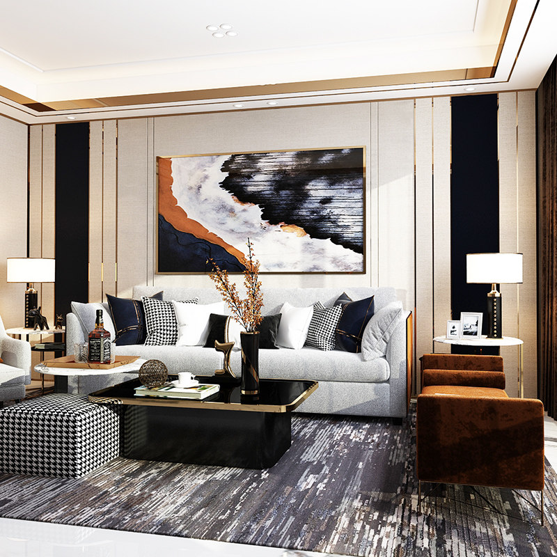 背景墙2020沙发发硬包轻奢轻奢现代简约客厅电视金属背景墙软包