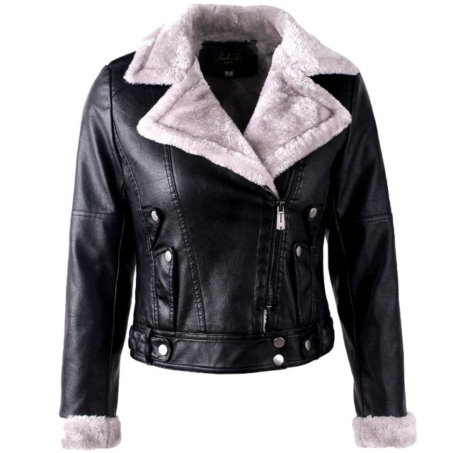 Leather women's short Korean version slim and plush small coat Pu motorcycle black leather jacket spring and autumn winter Leather women's short Korean version slim and plush small coat Pu motorcycle black leather jacket spring and autumn winter