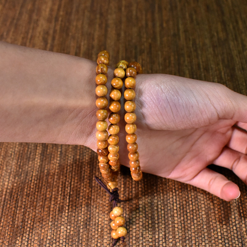 手串北料柘木小孔黄金檀木佛珠手链男女饰品佛珠