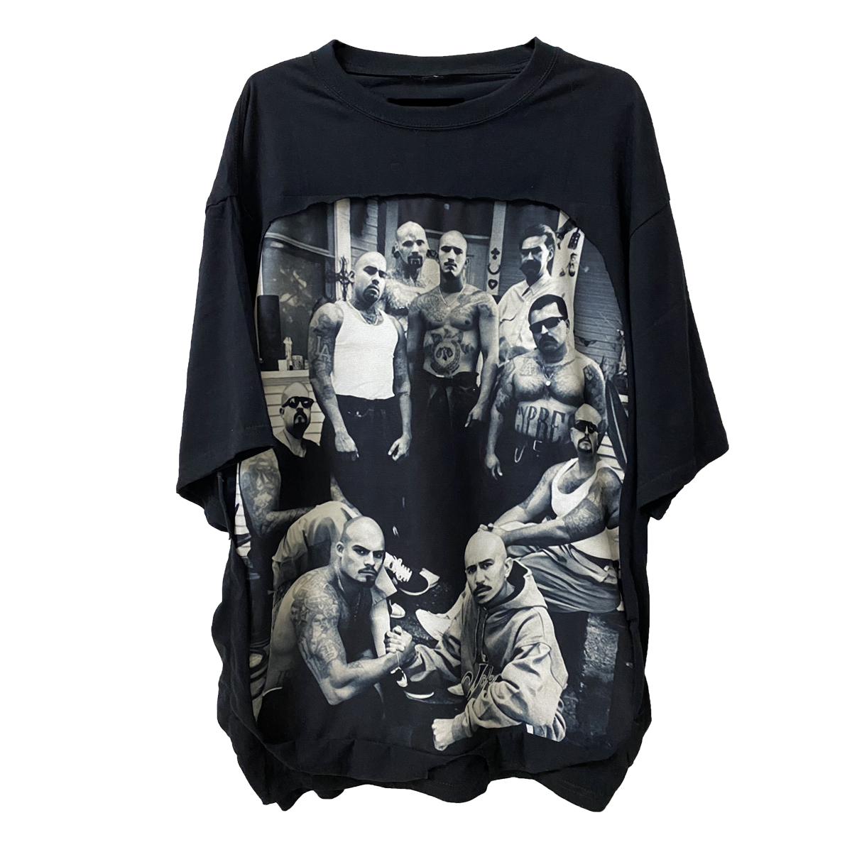 「Rabbit.b」1of1 Remake复古做旧墨西哥匪帮拼接 摇滚人像短袖