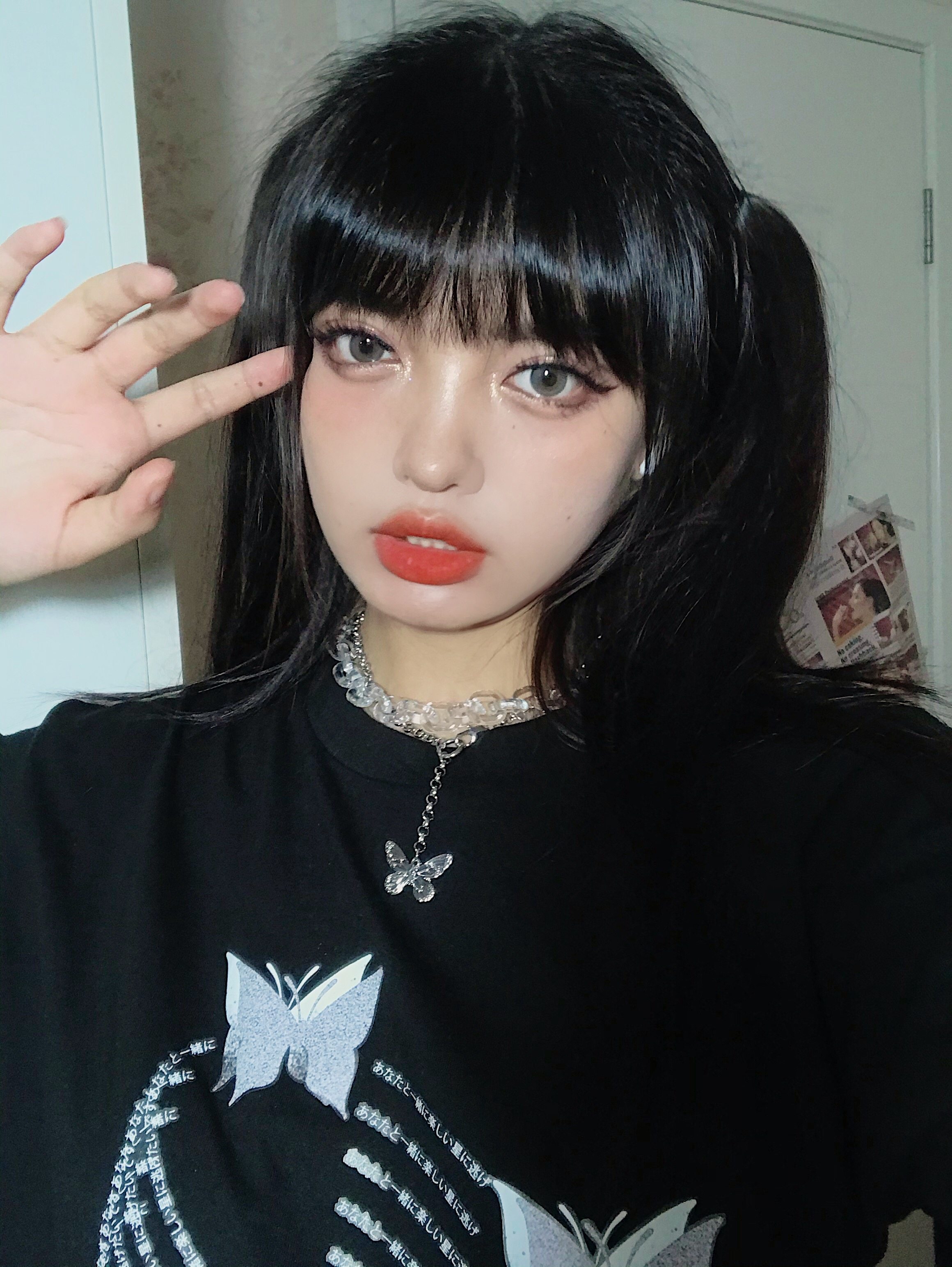 rabbitb透明链条吊坠蝴蝶项链拼接拆卸两戴ins项链