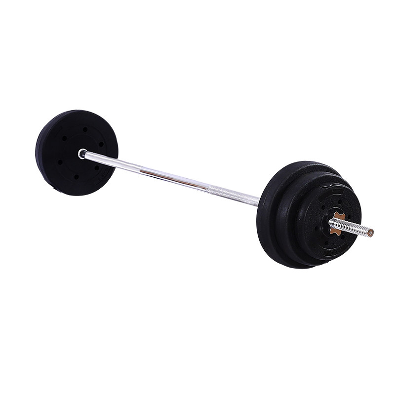 杠铃三乔环保100公斤套餐小孔包胶50kg举重片直杠铃