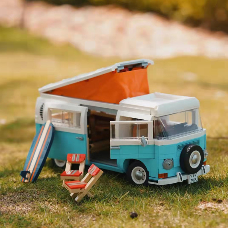 兼容乐高大众t2野营汽车拼插模型男孩子成年人拼装塑料积木