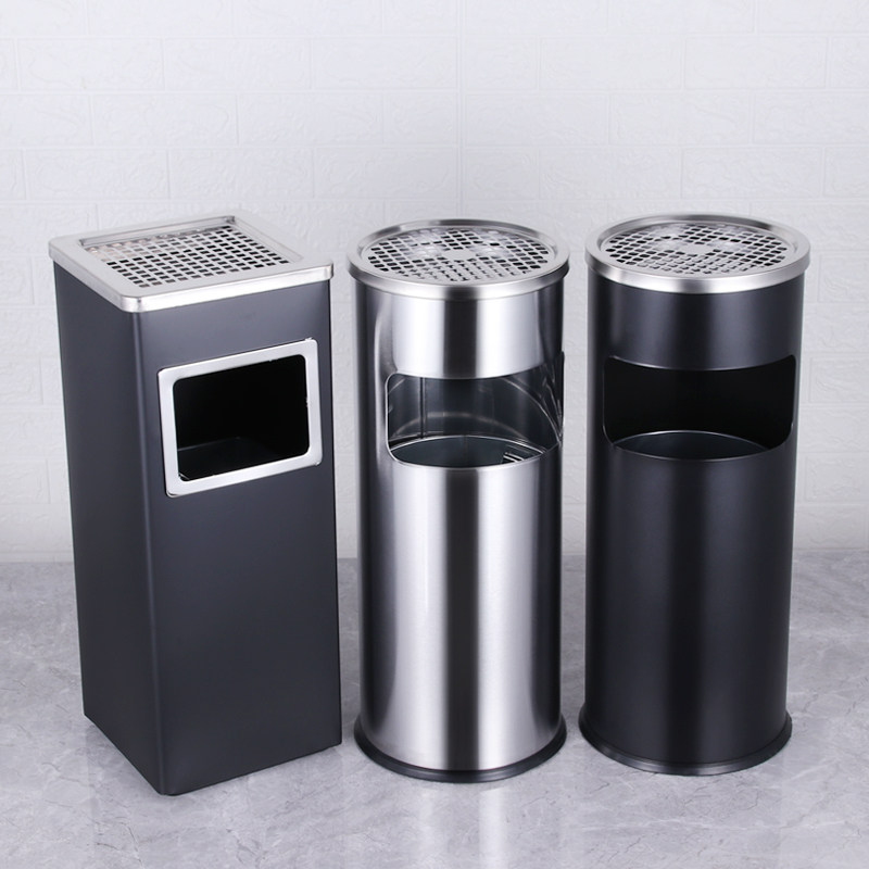 不锈钢酒店大堂垃圾桶烟蒂柱灭烟桶烟灰缸室外吸烟区垃圾桶