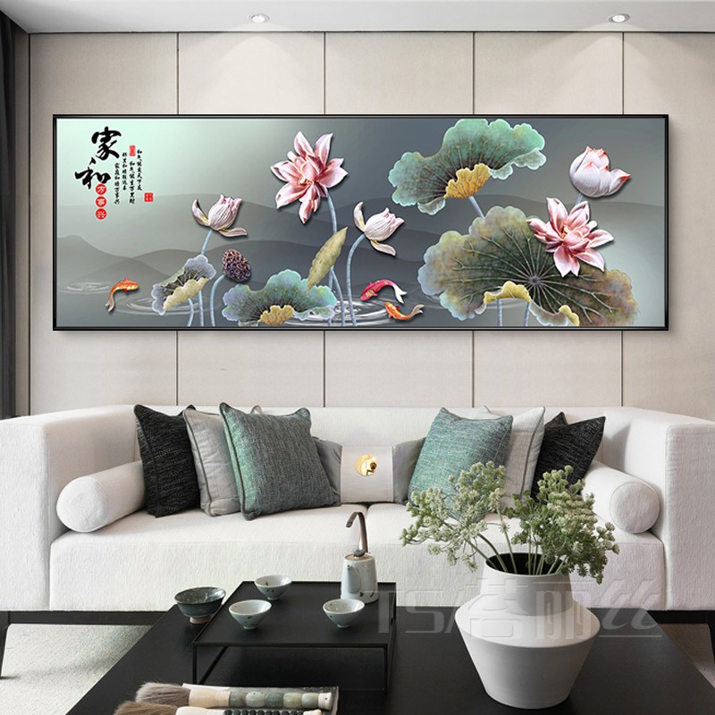 钻石家和万事兴客厅满钻沙发背景墙贴钻十字绣新中式中式钻石绣