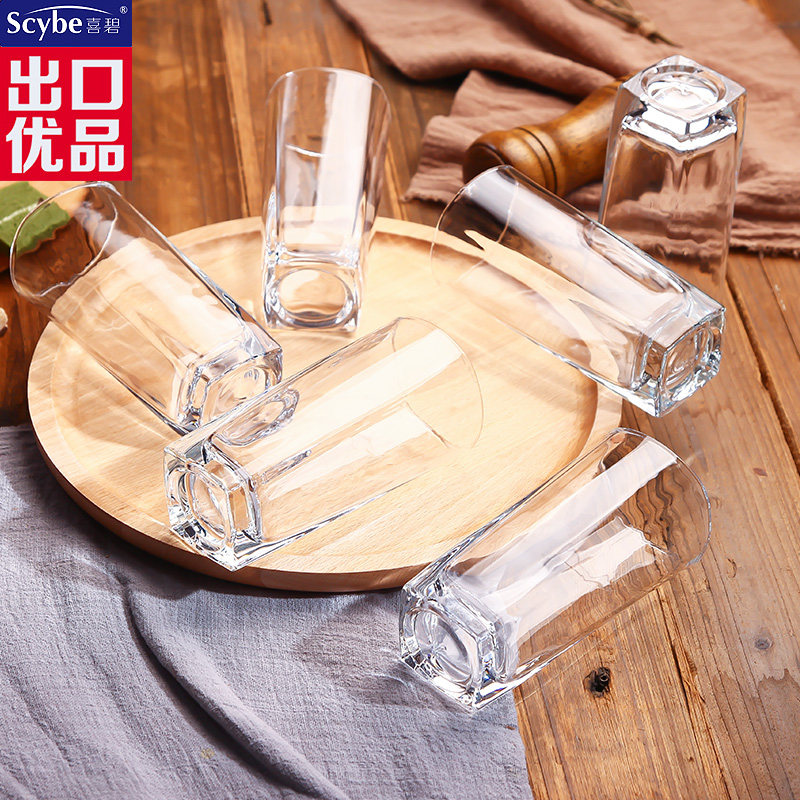 酒杯scybe喜碧威尔斯透明四角杯洋水杯烈酒果汁玻璃杯
