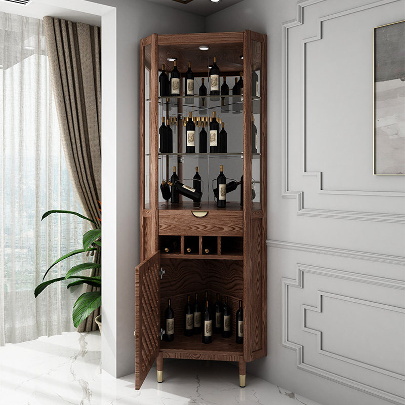 角柜墙角柜三角形客厅玻璃实木转角柜置物架厨房家用三角酒柜北欧