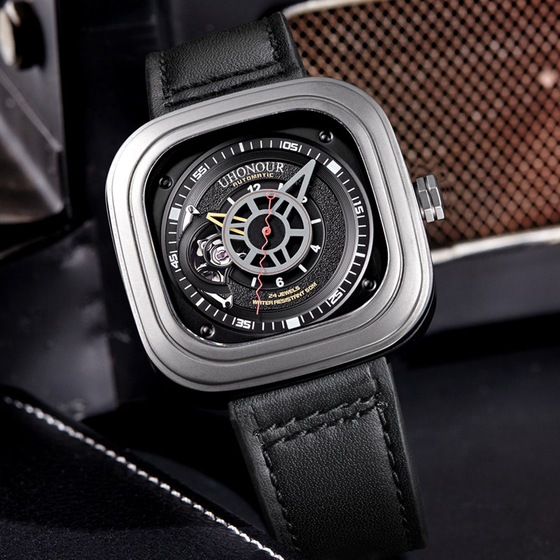 uhonour宇赫机械手表正品男士方形全自动国产腕表