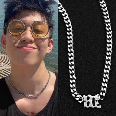 高端古巴项链r钛cibrian七哥同款个性h钢字母粗链子潮人男女奢