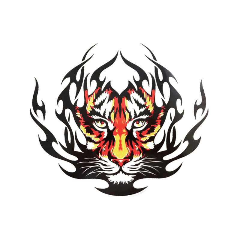 胶片老虎大号印花图案烫印热转印水洗柯式pet布贴