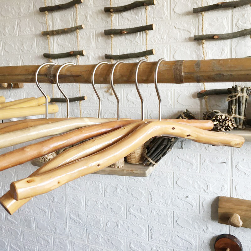 衣架创意原木裤架树枝晒衣架民宿用品个性竹子衣架