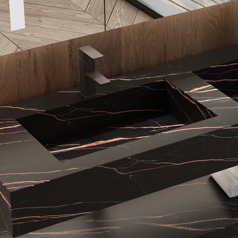 岩板切角定制打理清洁易清洁轻奢耐高温耐磨防刮浴室柜组合