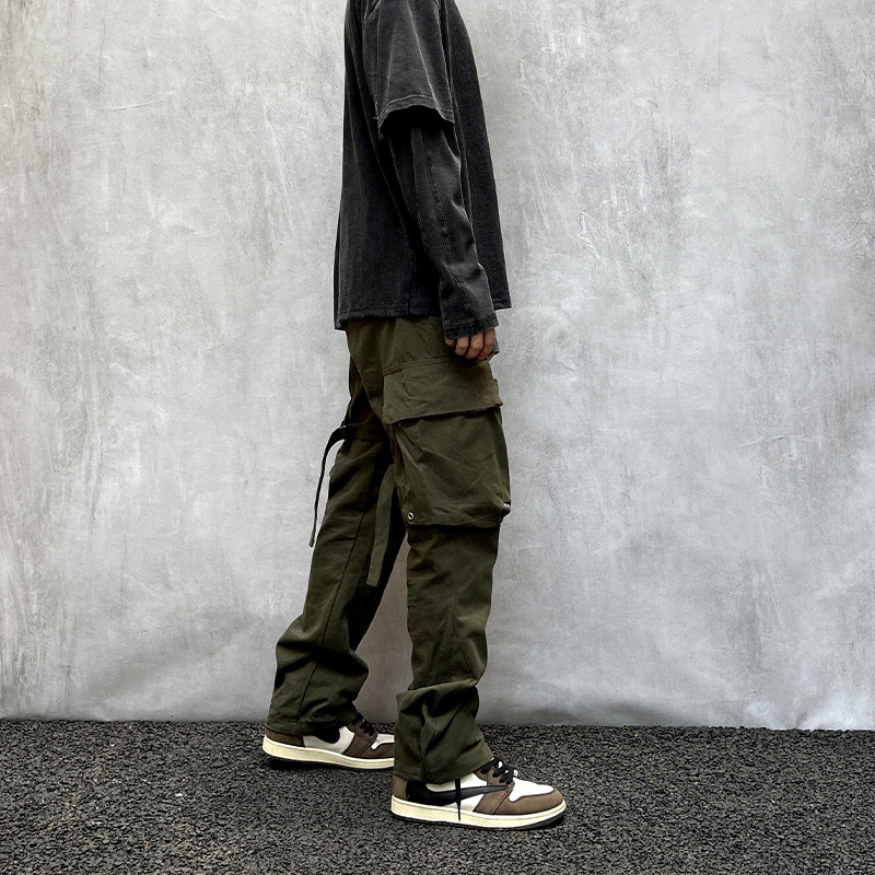 sixtenth高街vujade绑带大口口袋宽松阔腿休闲休闲裤