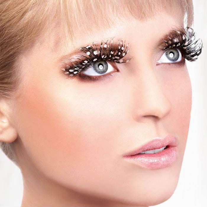 夸张睫毛舞台彩色斑点羽毛化装舞会艺术写真万圣节化妆