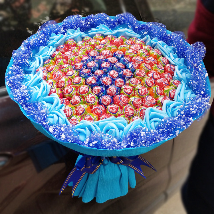 抖音草莓花束材料diy 制作棒棒糖花束手工包装零食花创意生日礼物