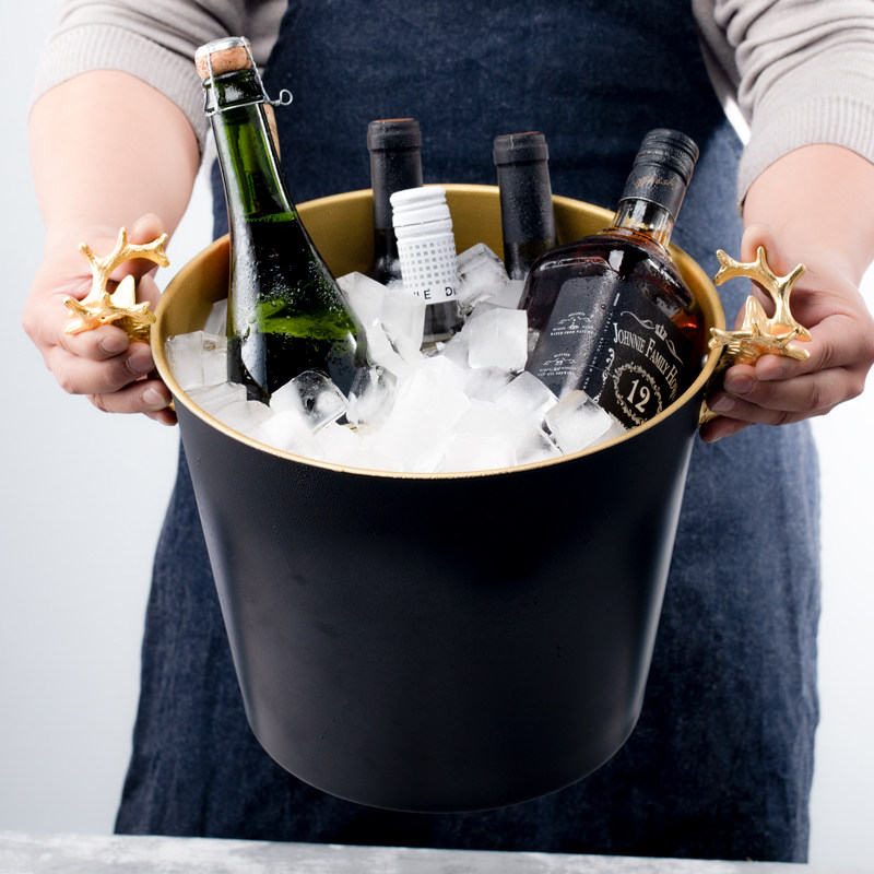 冰桶时尚大号加厚不锈钢鹿角香槟家用聚会红酒冰桶