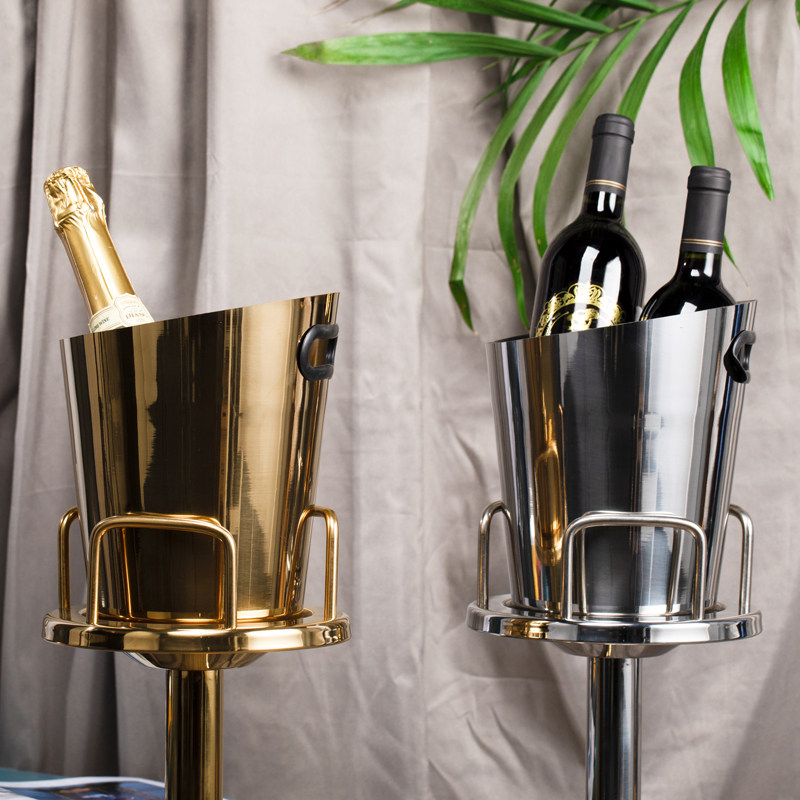 加厚金属不锈钢冰桶架欧式鹿角香槟桶锤纹冰桶家用冰桶