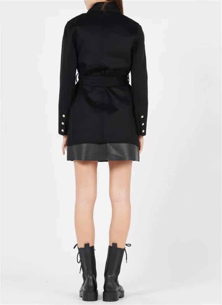 毛呢2020秋冬法国女士腰带外套羊毛西装毛呢外套