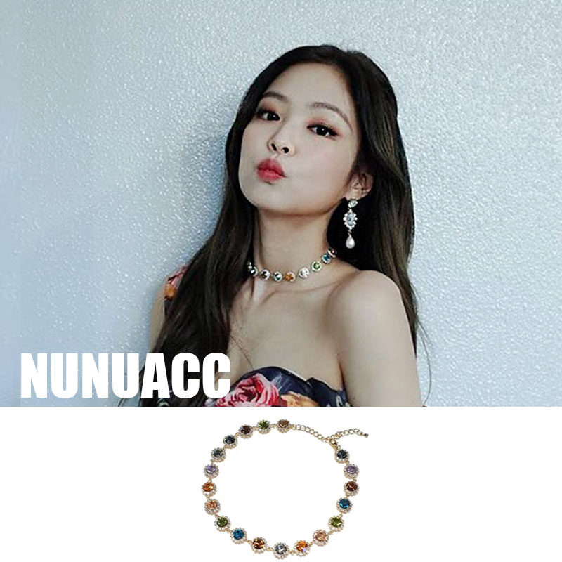 同款韩国blackpink金智jennie夏季彩色雅风项链锁骨项链