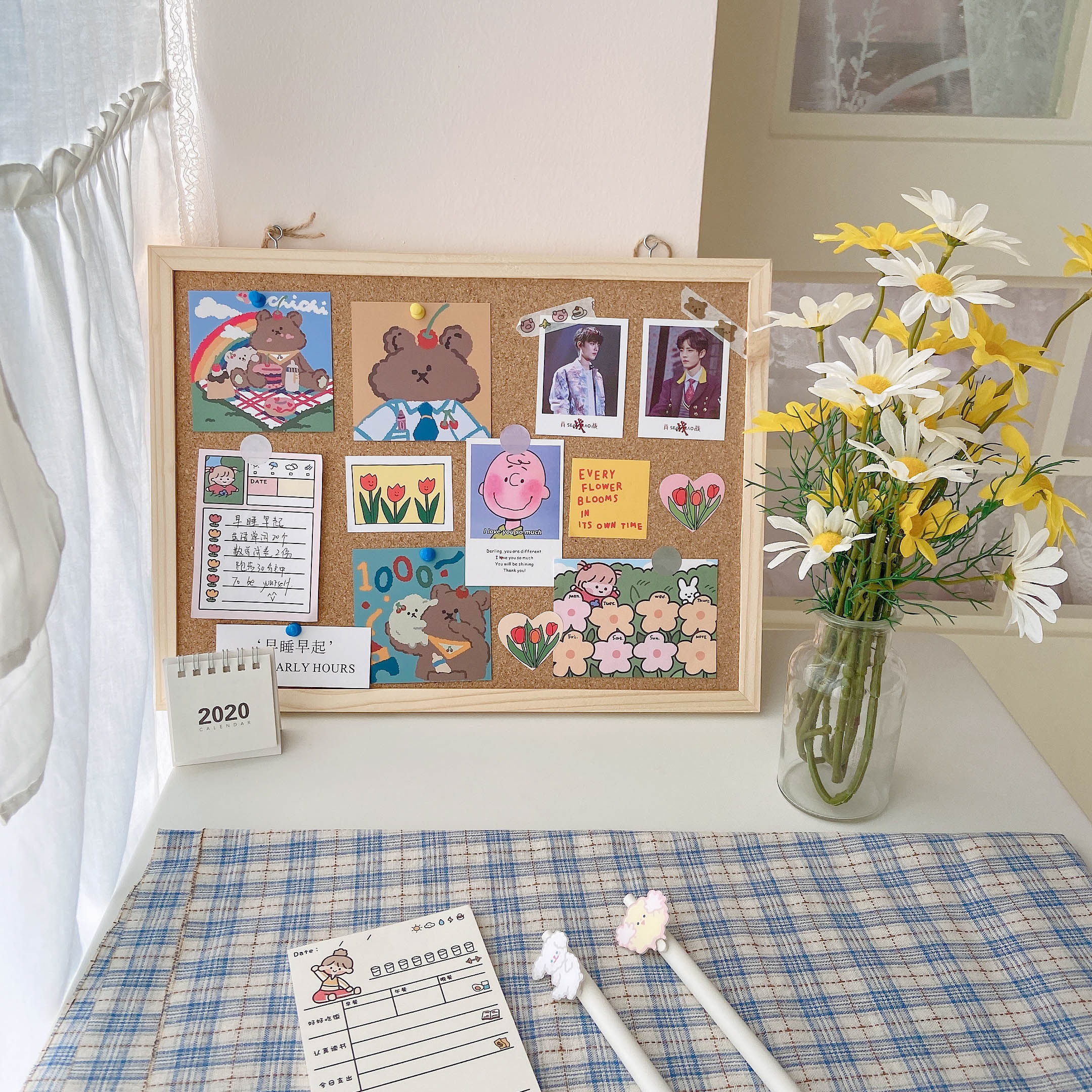 软木木板照片ins风自粘墙挂式装饰物桌面图钉软木板