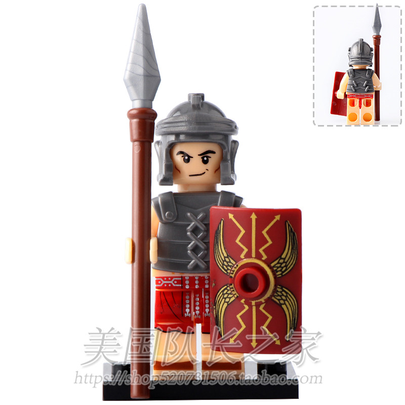 欣宏x0164中古第三方斯巴达勇士罗马十字军积木拼装人仔儿童玩具