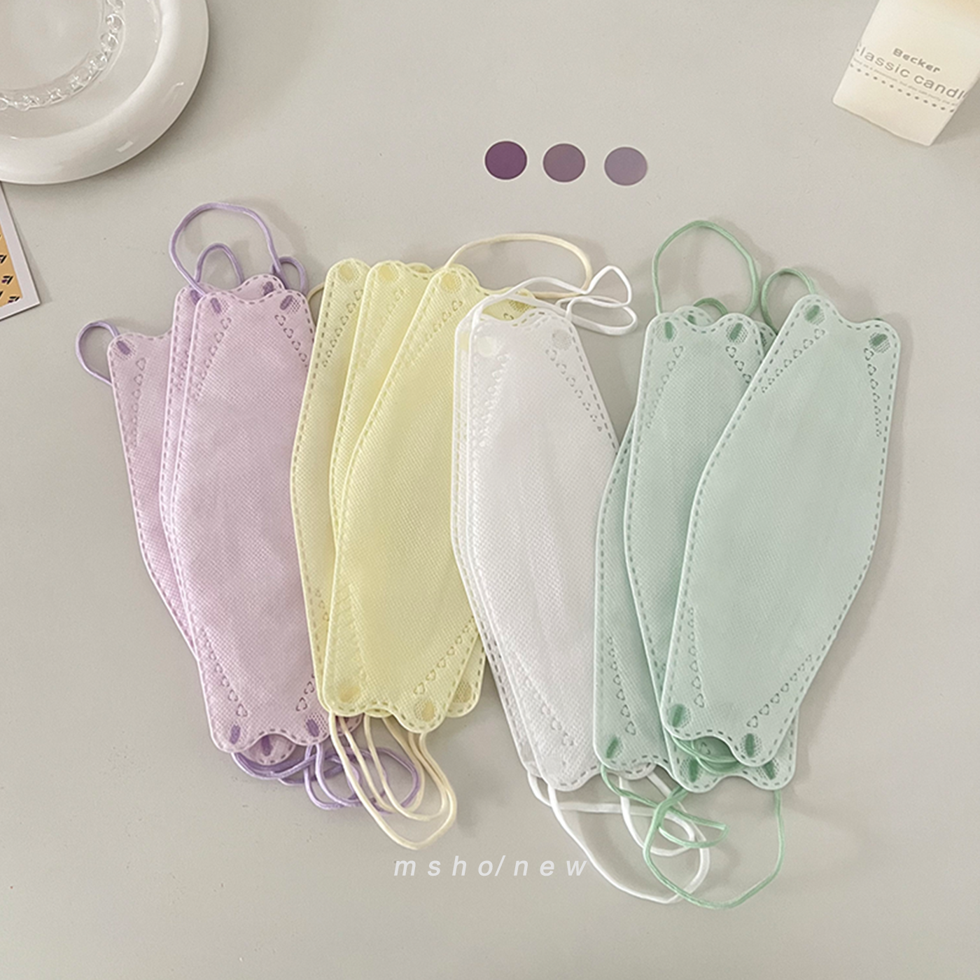 msho4d显脸纯色一次性立体口罩温温柔柔紫色口罩