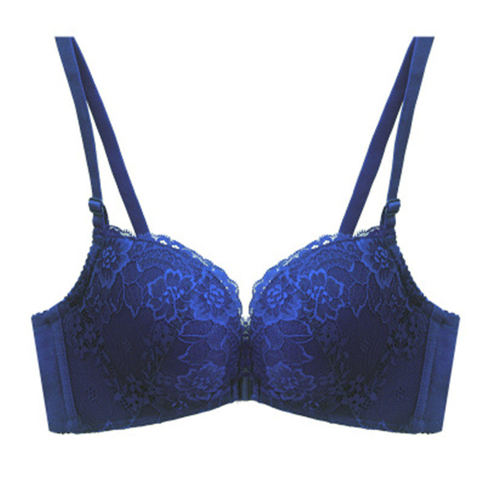 大红红色前扣文胸新婚结婚本命年钢圈小胸蕾丝文胸