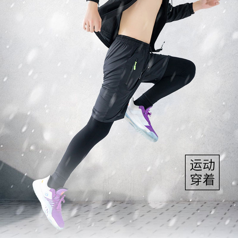 大码男士紧身连裤袜加绒加厚保暖棉裤休闲运动修身连裤袜