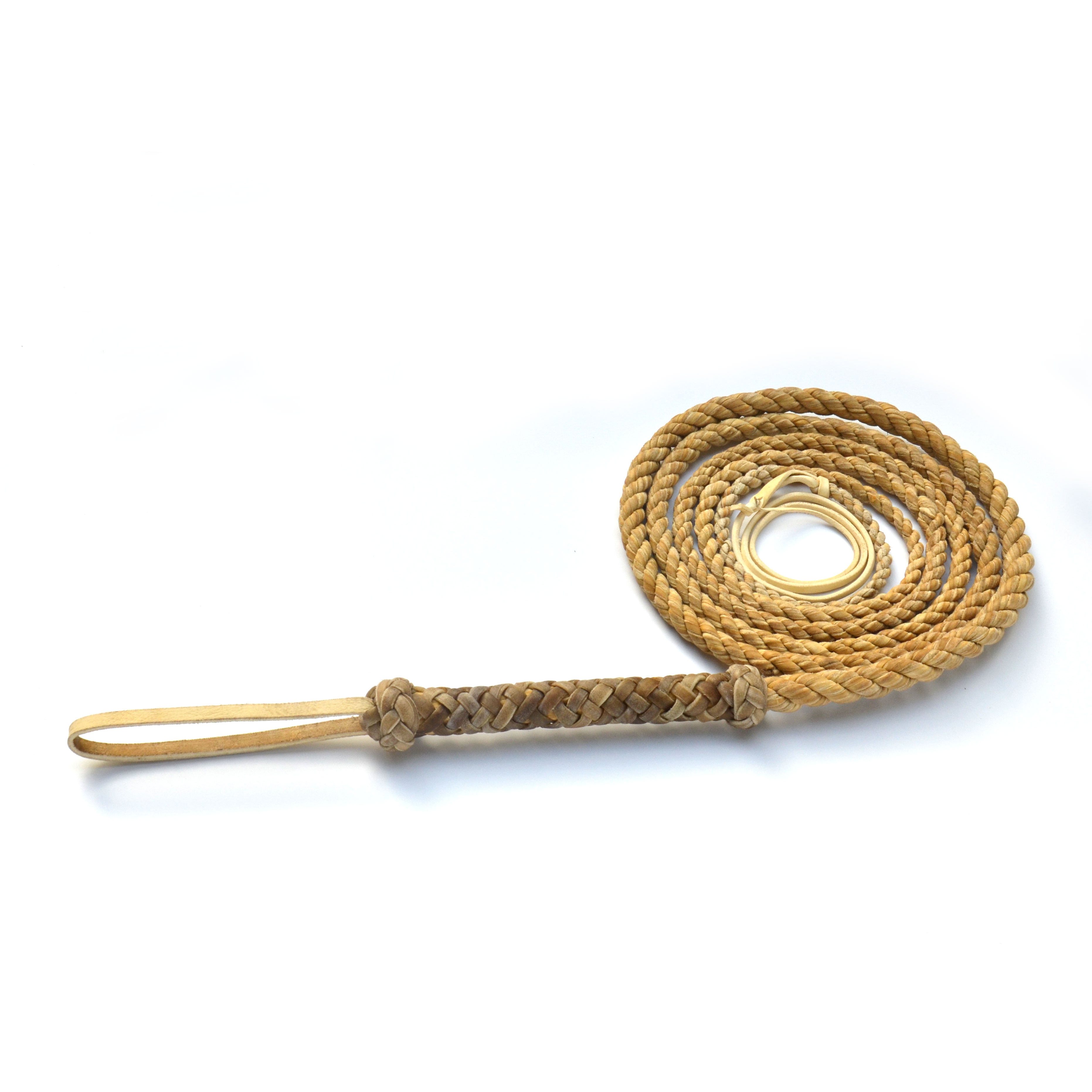 落凤山牌牛皮马鞭皮鞭子健身响鞭甩鞭武术防身非遗手作牧羊鞭3股