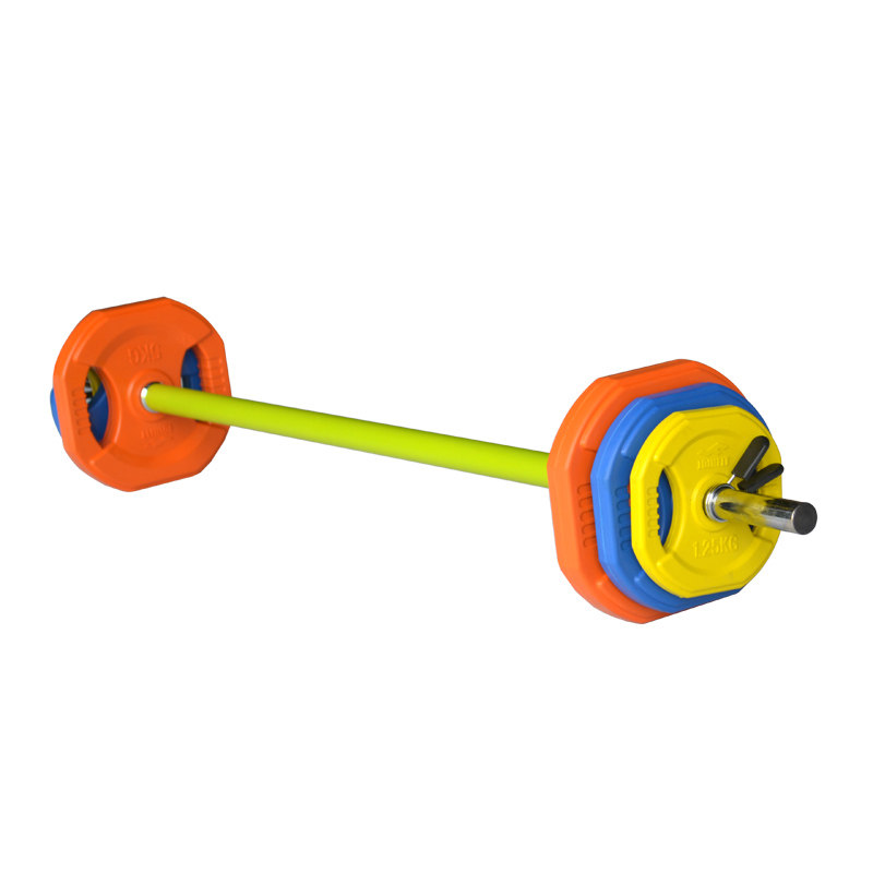 joinfit莱美彩色八角举重杠铃套装健身家用深蹲器材直杆配重铃片