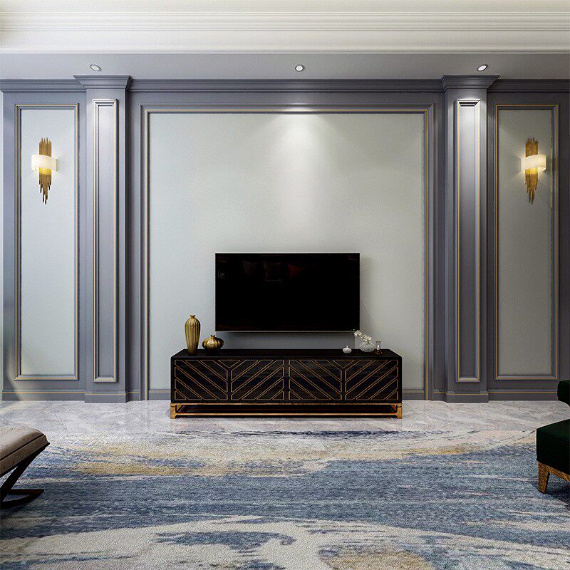 轻奢欧式实木电视背景墙造型边框定制简约罗马定制背景墙