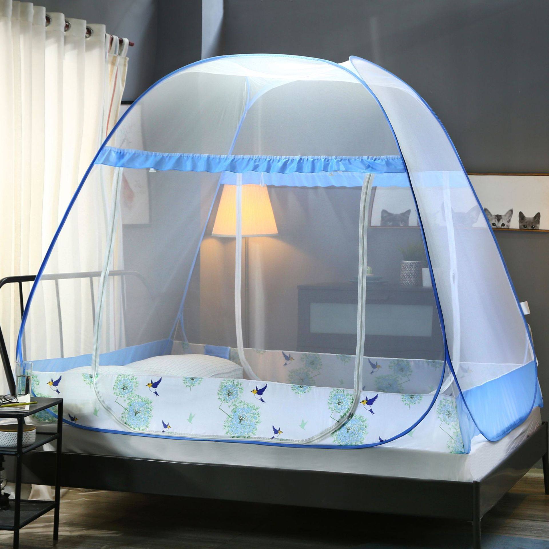 儿童童床1米有底拉链安装蚊帐蒙古包学生婴童蚊帐