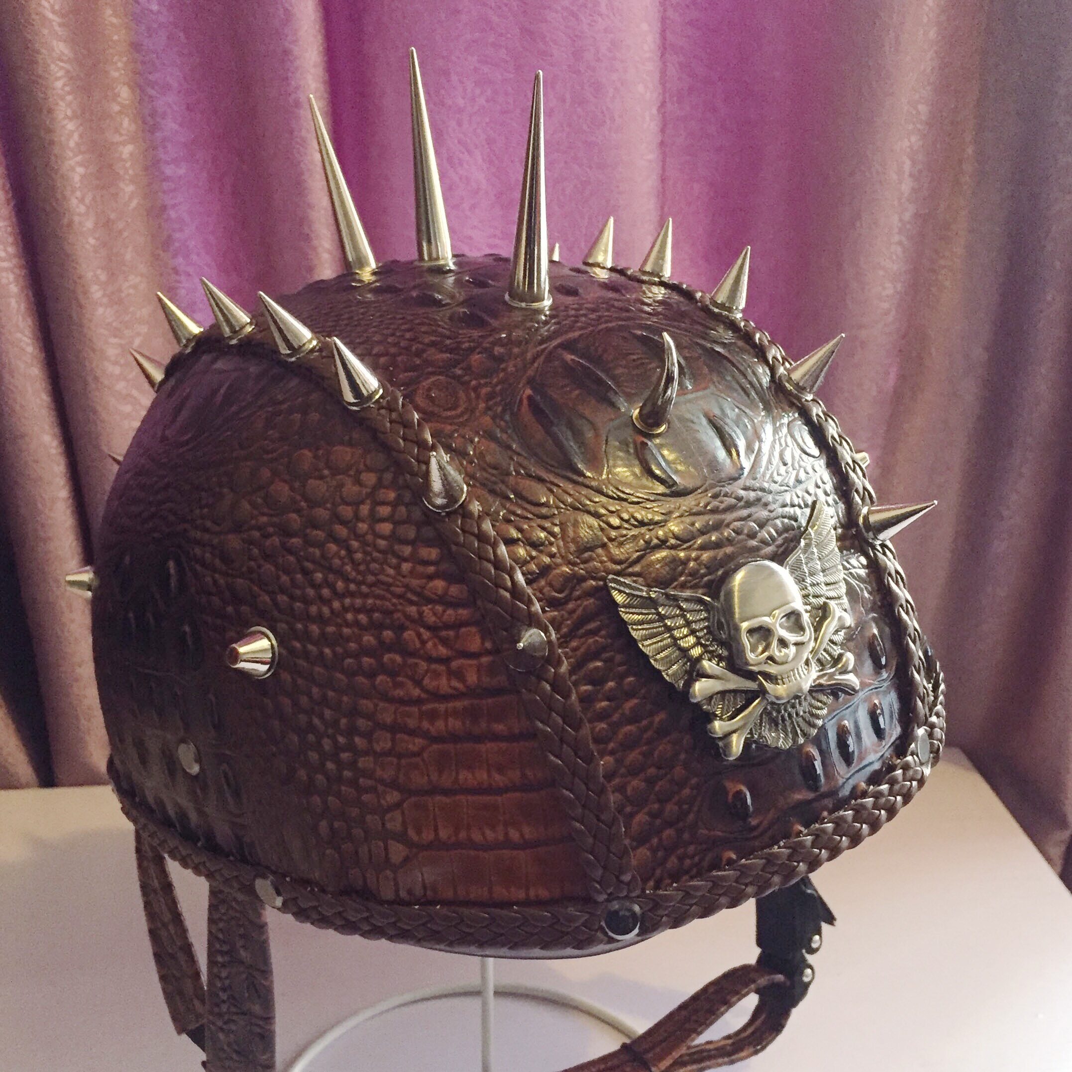 个性铆钉半盔巡航重机摩托车复古哈雷头盔朋克摩托车头盔