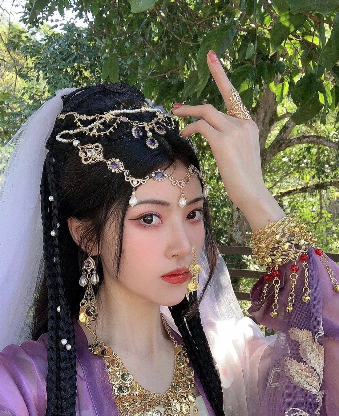 西域舞姬印度肚皮头饰异域风情项链鼻链古装写真发饰