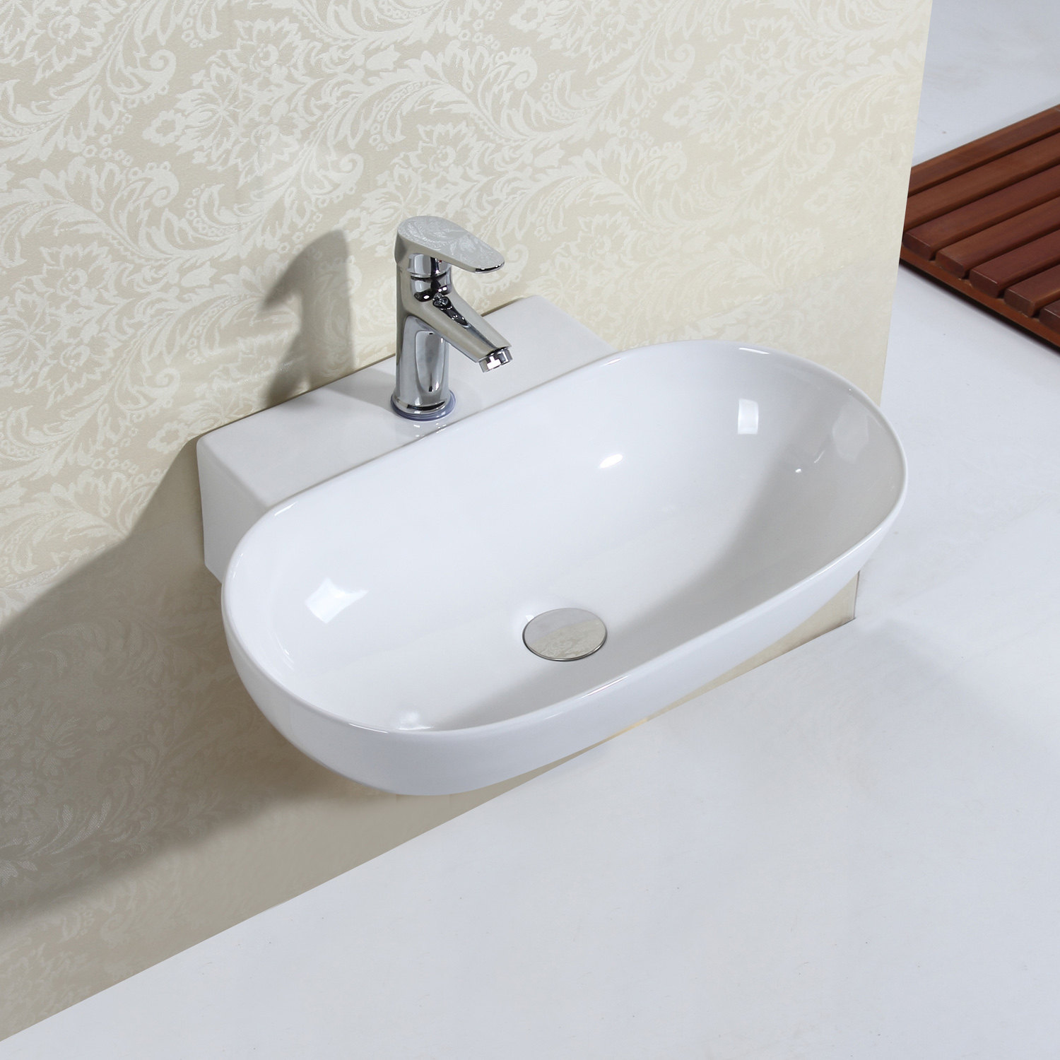 洁具陶瓷挂墙洗脸盆台上大号简易龙头单孔卫生间台上盆