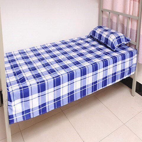 蓝白床单学校下铺大学生单人宿舍加厚款磨毛褥单床单